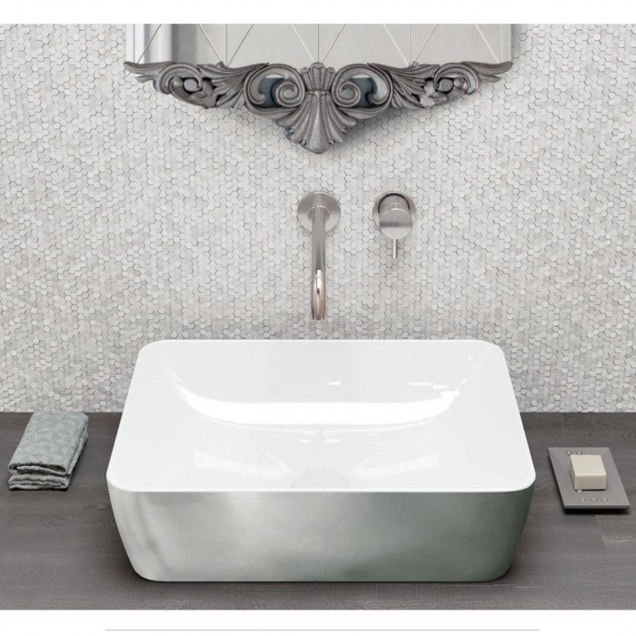 Νιπτήρας μπάνιου σε χρώμα πλατίνας Gsi Sand Platinum 9037-420300 50 x38 cm