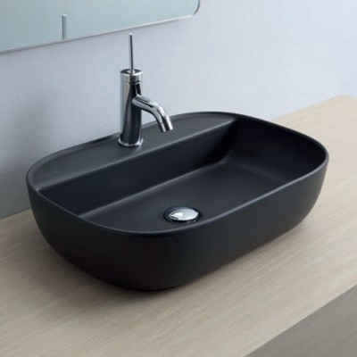 Νιπτήρας μπάνιου σε μαύρο ματ χρώμα Scarabeo Glam/R 1802-401 56 x 38 cm