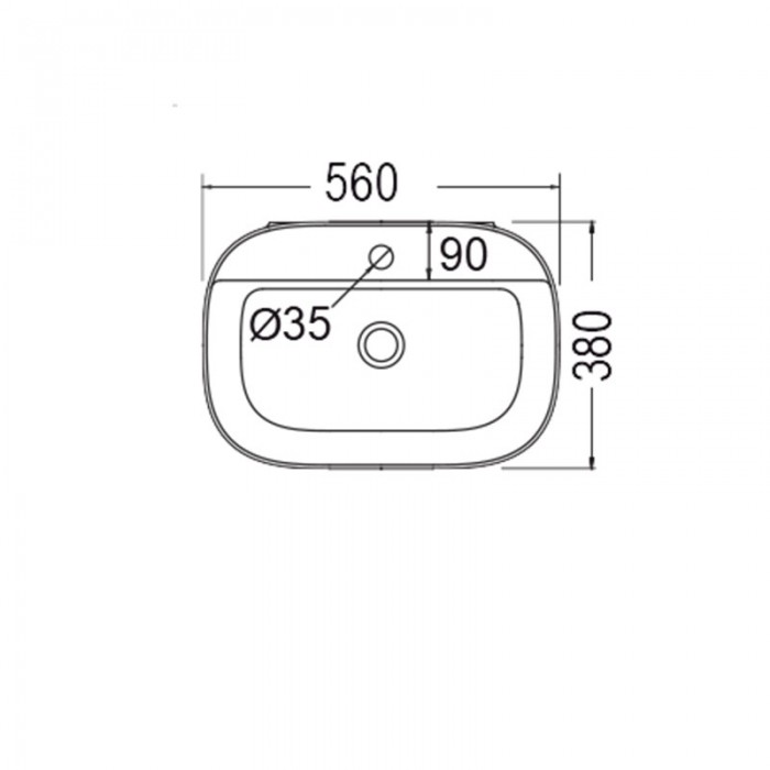 Νιπτήρας μπάνιου σε μαύρο ματ χρώμα Scarabeo Glam/R 1802-401 56 x 38 cm