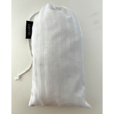 Βαμβακοσατέν Πουγκί Αποθήκευσης για Makeup, Accessories Ρίγα 1cm Sevenstars 15x30cm Άσπρο