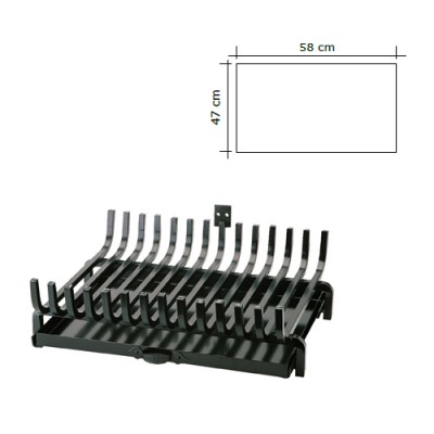 Σχάρα Ζωγομετάλ 656 σε μαύρο χωρίς  Σταχτοθήκη 58 x 47 cm