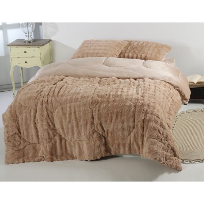Κουβερτοπάπλωμα burble (220cm x 240cm +2 x 50cm x 70cm) ανοιχτό καφέ 