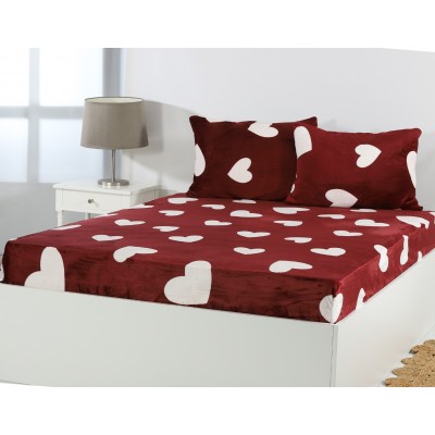 Fleece σεντόνι με λάστιχο και μαξιλαροθήκες (160cm x 200cm + 30cm) design 1