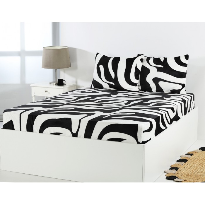 Fleece σεντόνι με λάστιχο και μαξιλαροθήκες (100cm x 200cm + 30cm) design 3