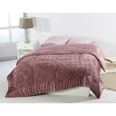 Κουβερτοπάπλωμα pv plush (220cm x 240cm) rust red