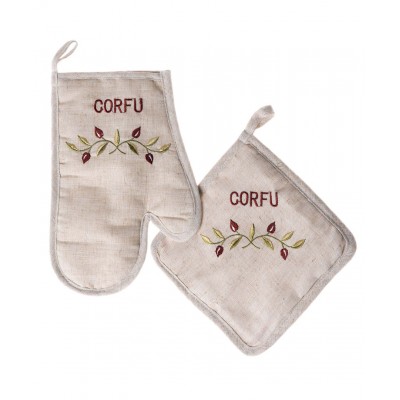 Γάντι πιάστρα CORFU (σετ 2 τεμαχίων)  κόκκινο
