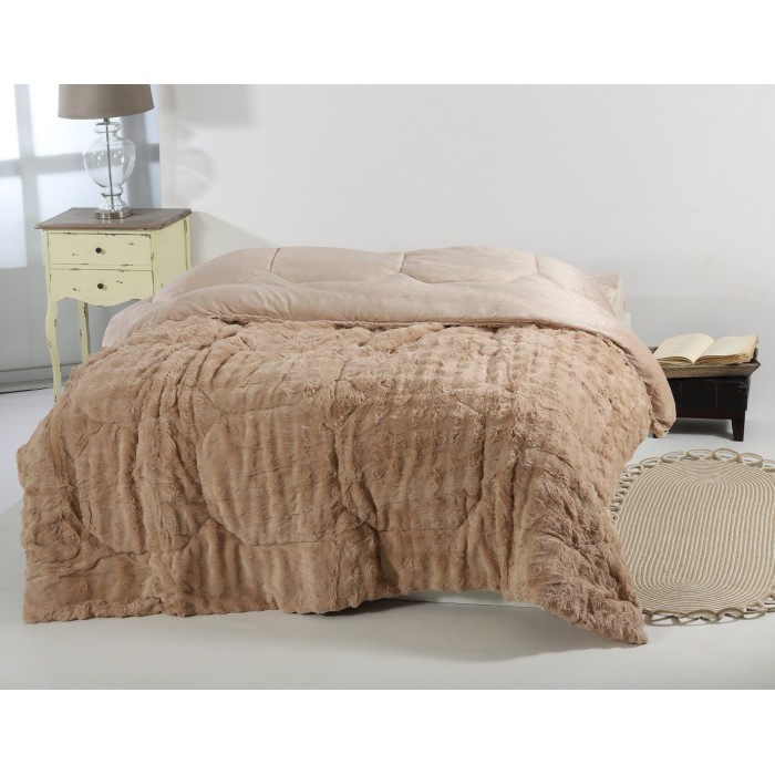 Κουβερτοπάπλωμα burble (170cm x 240cm) ανοιχτό καφέ 