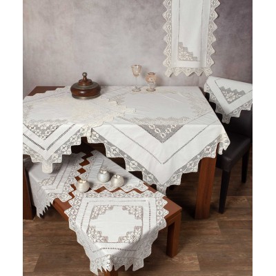 Χειροποίητο πλεκτό σετ 7 τεμαχίων 2540 (140cm x 140cm/90cm x 90cm/50cm x 150cm/60cm x 60cm x 2/40cm x 40cm x 2) μπέζ