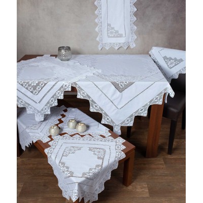 Χειροποίητο τραπεζομάντηλο 2540 (170cm x 220cm)  λευκό