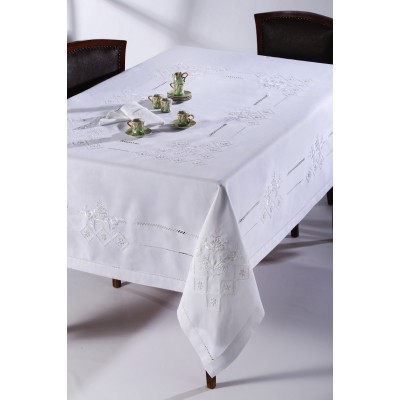 Χειροποίητο τραπεζομάντηλο 373 (170cm x 220cm) Λευκό