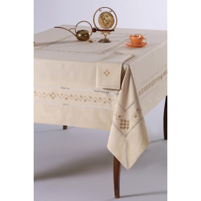 Χειροποίητο τραπεζομάντηλο 5013 (170cm x 220cm) λαδί
