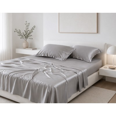 Σετ σεντόνια bamboo 300TC (270cm x 290cm) ανοιχτό γκρί 