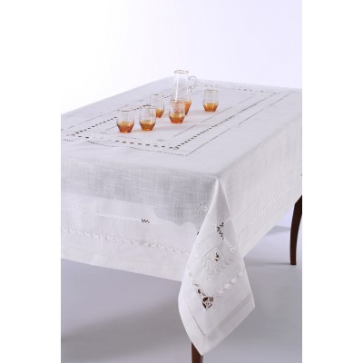 Χειροποίητο τραπεζομάντηλο 9108 (170cm x 220cm) λευκό