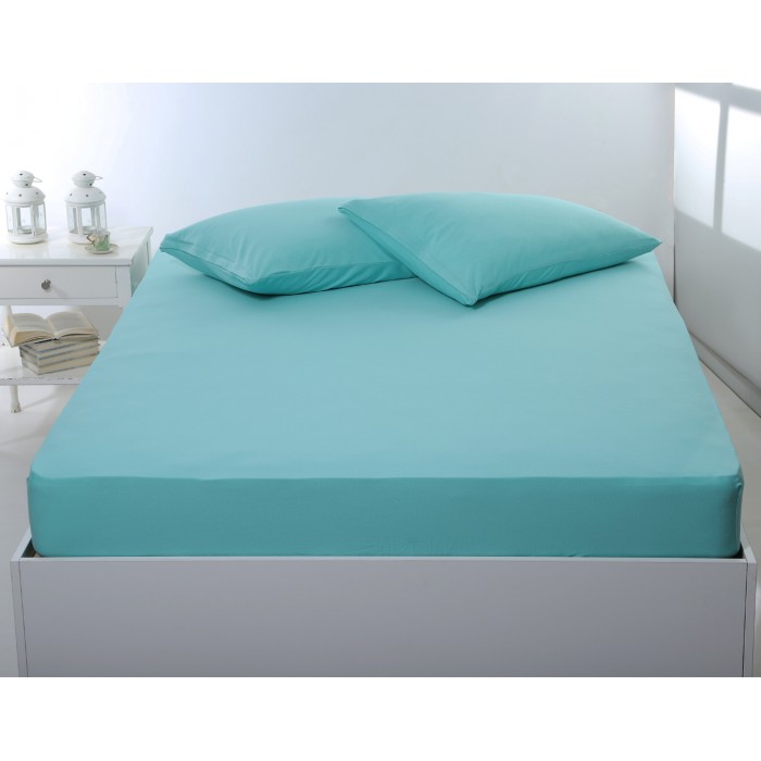 Σεντόνι με λάστιχο jersey (160cm x 200cm + 35cm) sea green