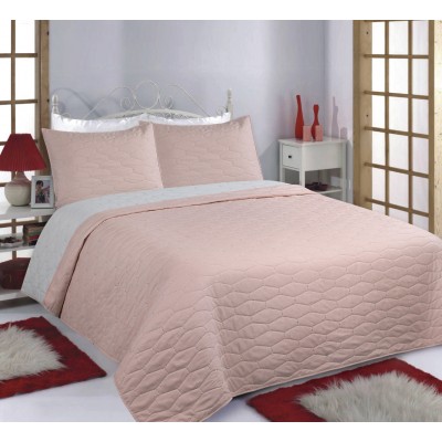ΚΟΥΒΕΡΛΙ σετ (170cm x 220cm + 1 x 50cm x 70cm) RUBY pink/grey