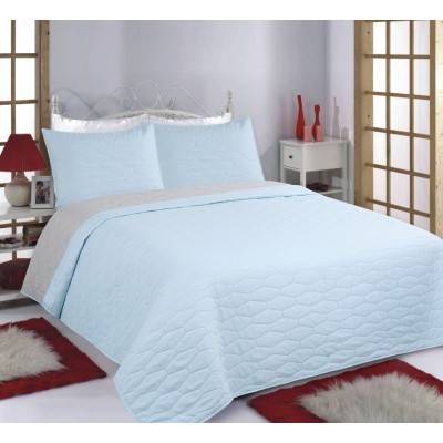 ΚΟΥΒΕΡΛΙ σετ (170cm x 220cm + 1 x 50cm x 70cm) RUBY sky blue/ grey