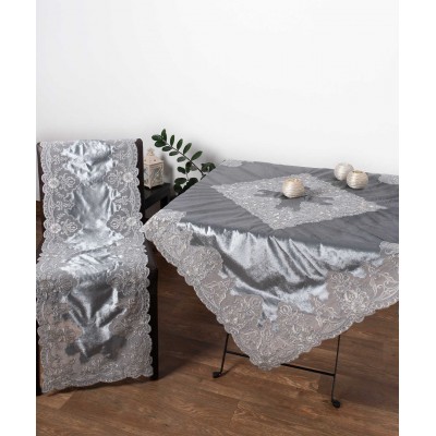 Καρέ (85cm X 85cm) YL169-14B VELVET ΓΚΡΙ