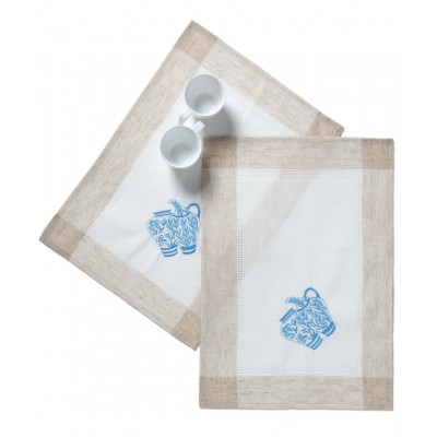 Ντουζίνες (12 τεμάχια) σουπλά 3741 (35cm x 50cm) εκρού μπλέ