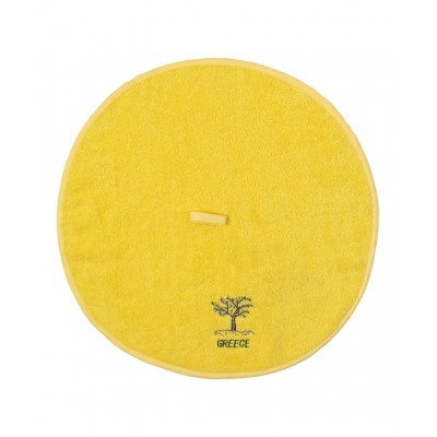 Στρογγυλή πετσέτα με κρεμαστράκι (48cm) κίτρινο GREECE