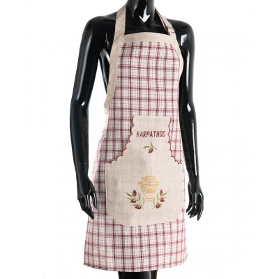 Ολόσωμη ποδιά 1312 (80cm x 55cm)  κόκκινη KARPATHOS