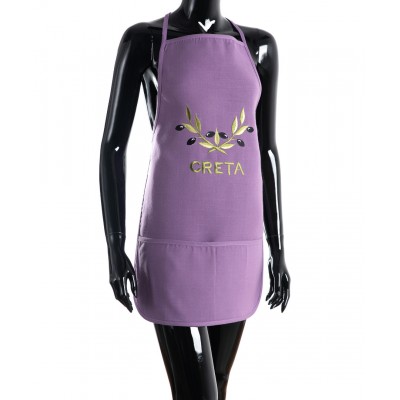 Ολόσωμη ποδιά BG23a (50cm x 70cm) μώβ χρωματιστή ελιά CRETA