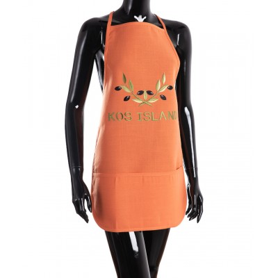 Ολόσωμη ποδιά BG23a (50cm x 70cm) πορτοκαλί χρωματιστή ελιά KOS