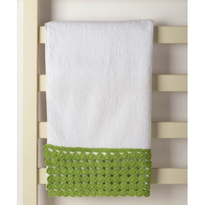 Πετσέτα Προσώπου (50cm x 100cm) με δαντέλα λευκό/πράσινο