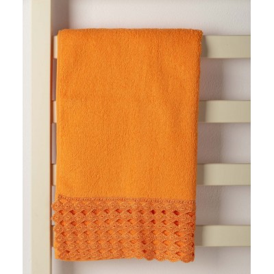 Πετσέτα Σώματος (100cm x 150cm) με δαντέλα πορτοκαλί