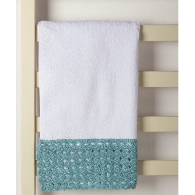 Πετσέτα Προσώπου (50cm x 100cm) με δαντέλα λευκό/μπλε