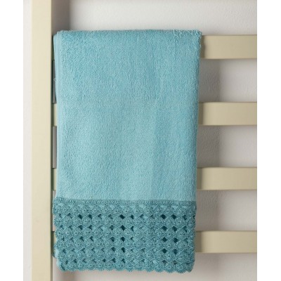 Πετσέτα Σώματος (100cm x 150cm) με δαντέλα μπλε