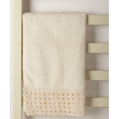 Πετσέτα Σώματος (100cm x 150cm) με δαντέλα ivory