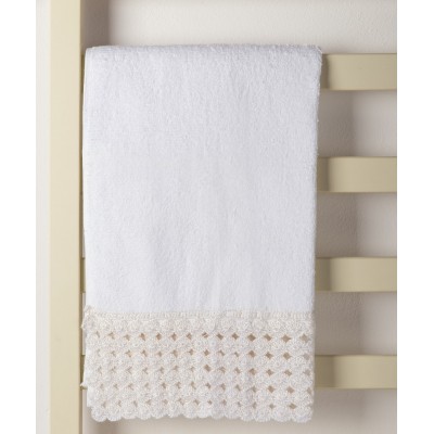 Πετσέτα Προσώπου (50cm x 100cm) με δαντέλα λευκό