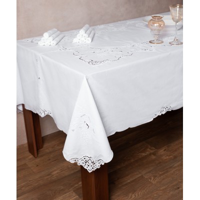 Χειροποίητο τραπεζομάντηλο 800a (160cm x 300cm) λευκό