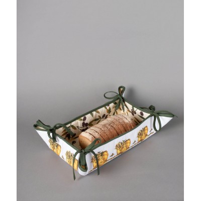 Βαμβακερή ψωμιέρα με στάμπα (33cm x 48cm) πυθάρι λευκή