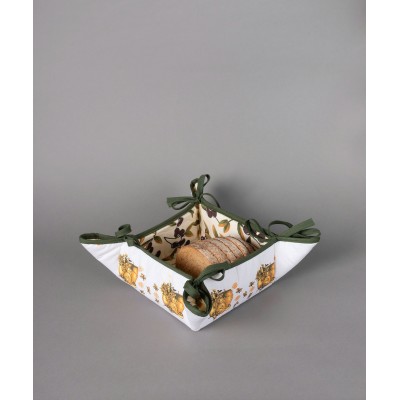 Βαμβακερή ψωμιέρα με στάμπα (35cm x 35cm) πυθάρι λευκό