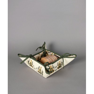 Βαμβακερή ψωμιέρα με στάμπα (35cm x 35cm) μπουκάλι εκρού