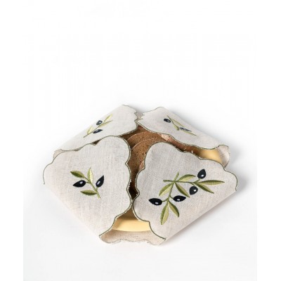 Ψωμιέρα κεντητή σταυρός bg23b (42cm x 42cm) μπέζ