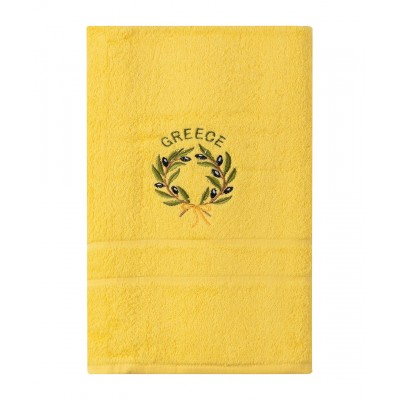 Πετσέτα Προσώπου ( 50cm x 100cm ) Κίτρινο με Στεφάνι GREECE
