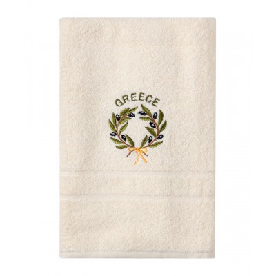 Πετσέτα Προσώπου ( 50cm x 100cm ) Ivory με Στεφάνι GREECE