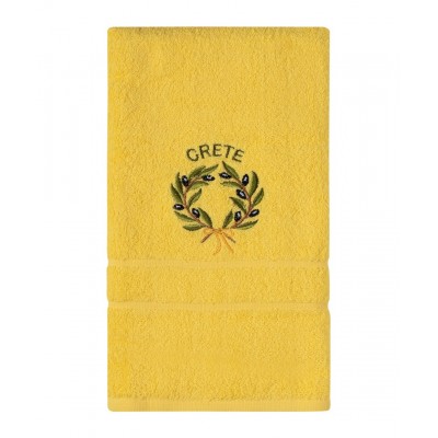 Πετσέτα Προσώπου (50cm x 100cm) Κίτρινο με Στεφάνι ΚΡΗΤΗ