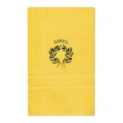 Πετσέτα Σώματος ( 70cm x 140cm ) Κίτρινο με στεφάνι ΚΕΡΚΥΡΑ