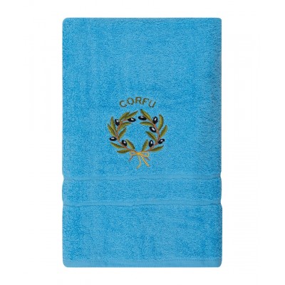 Πετσέτα Προσώπου ( 50cm x 100cm ) Μπλε με στεφάνι ΚΕΡΚΥΡΑ