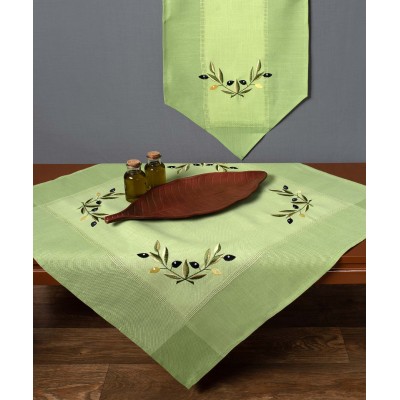 Τραβέρσα bg23a (45cm x 220cm) πράσινη με κίτρινη ελιά