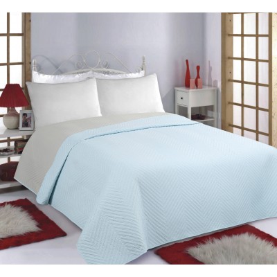 ΚΟΥΒΕΡΛΙ σετ (240cm x 260cm) BONES sky blue/ grey