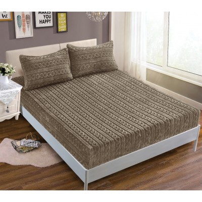 Σεντόνι fleece braid (100cm x 200cm ) καφέ