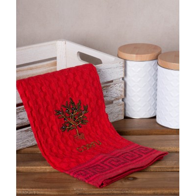 Σετ 12 τεμαχίων ποτηρόπανα γκοφρέ (50cm x 70cm) κόκκινο γλάστρα CORFU