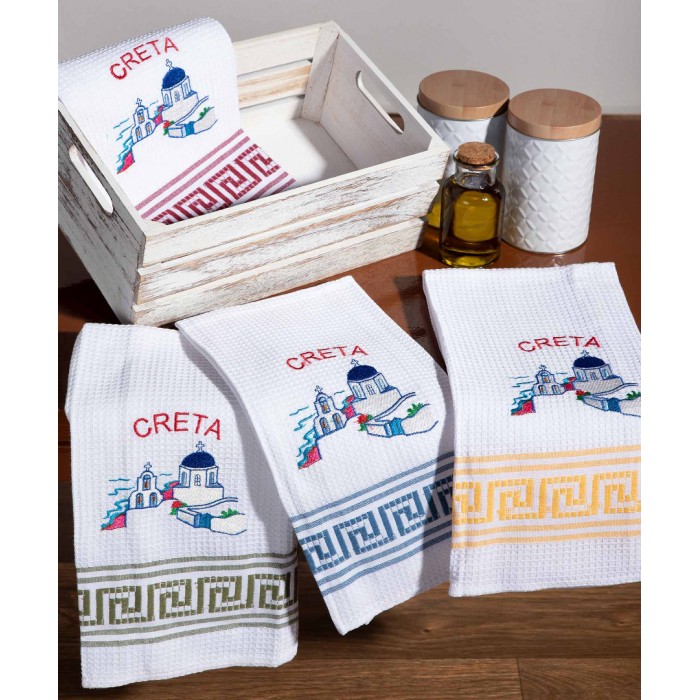 Σετ 12 τεμαχίων ποτηρόπανα (50cm x 70cm) εκκλησία CRETA
