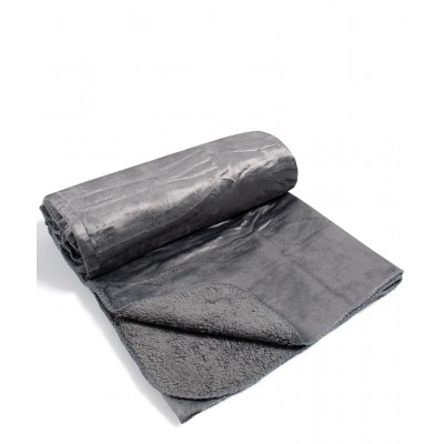 κουβέρτα velvet fleece με sherpa (170cm x 220cm) γκρί