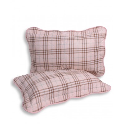 Μαξιλαροθήκη patch (50cm x 77cm) καρρώ ρόζ τεμάχιο