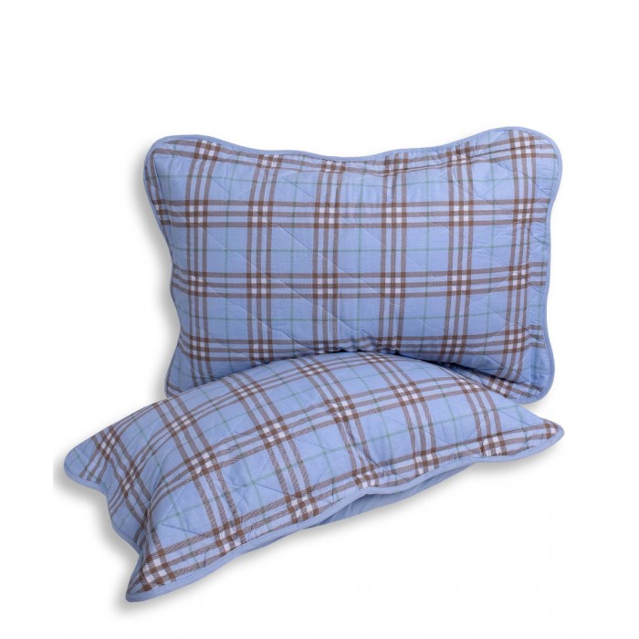 Μαξιλαροθήκη patch (50cm x 77cm) καρρώ σιέλ τεμάχιο